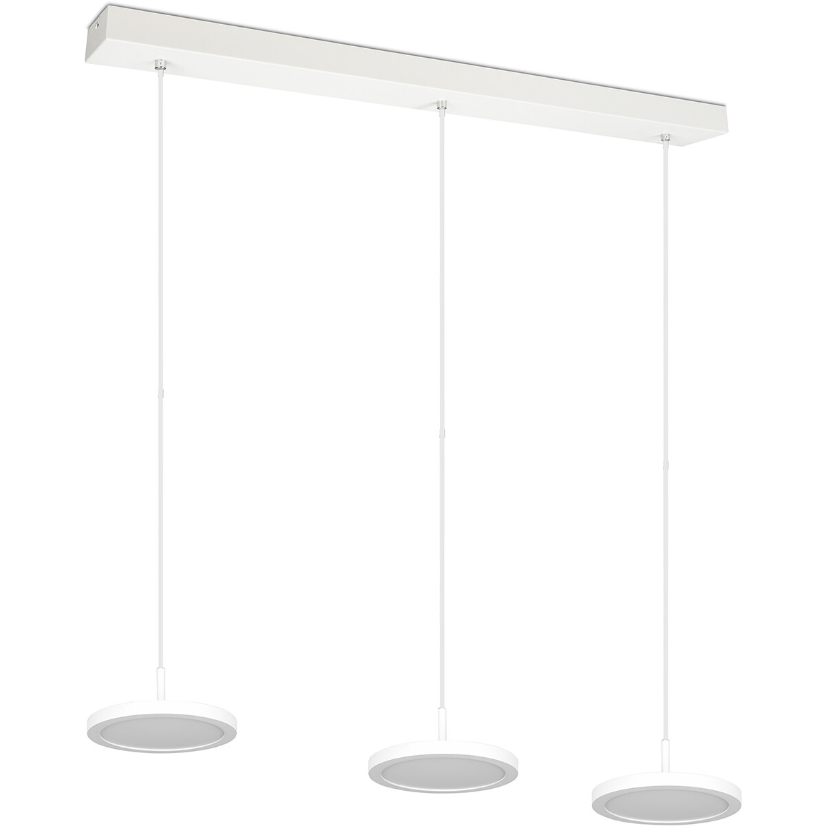 LED Hanglamp - Hangverlichting - Trion Trula - 30W - 3-lichts - Natuurlijk Wit 4000K - Dimbaar - Rechthoek - Mat Wit - Aluminium