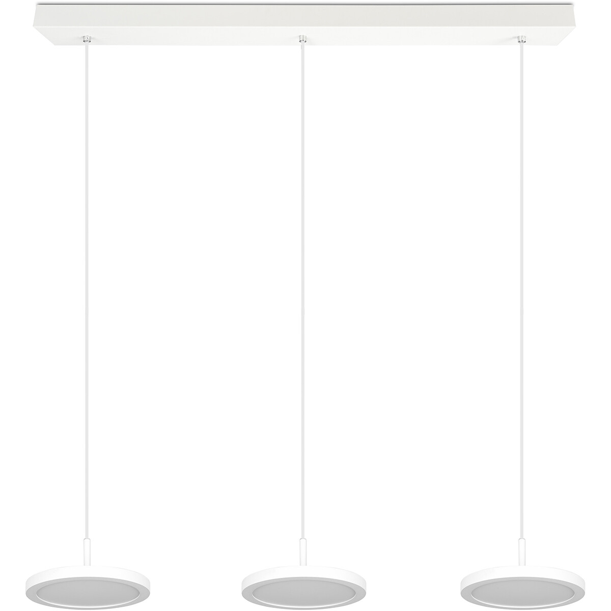 LED Hanglamp - Hangverlichting - Trion Trula - 30W - 3-lichts - Natuurlijk Wit 4000K - Dimbaar - Rechthoek - Mat Wit - Aluminium