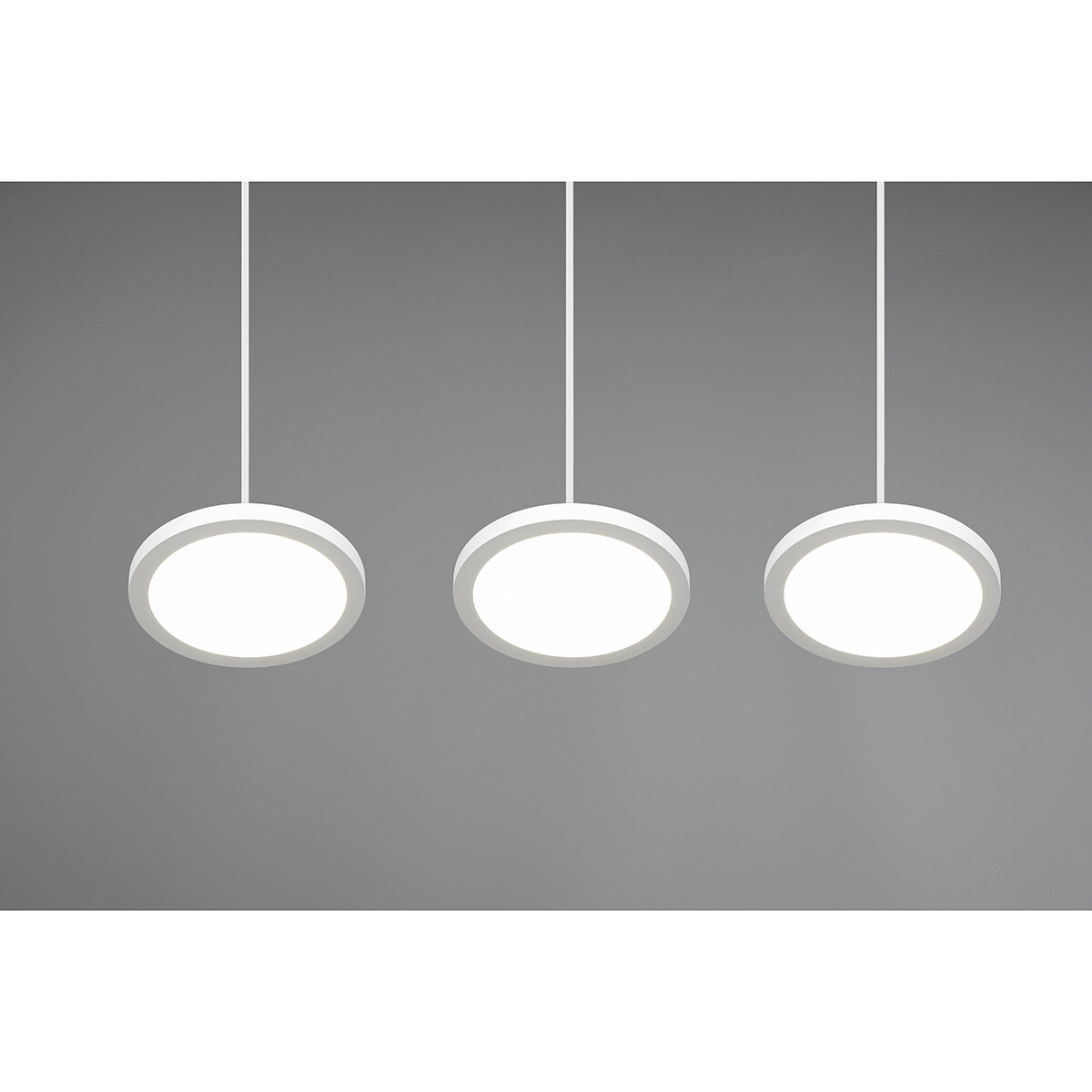 LED Hanglamp - Hangverlichting - Trion Trula - 30W - 3-lichts - Natuurlijk Wit 4000K - Dimbaar - Rechthoek - Mat Wit - Aluminium