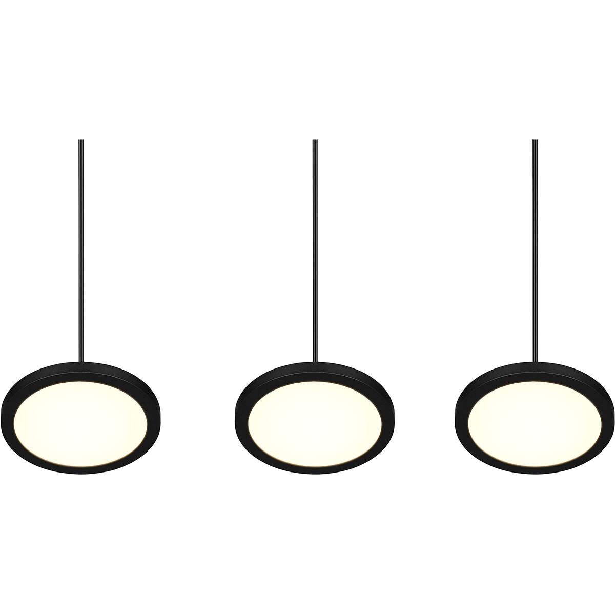 LED Hanglamp - Hangverlichting - Trion Trula - 30W - 3-lichts - Warm Wit 3000K - Dimbaar - Rechthoek - Mat Zwart - Aluminium