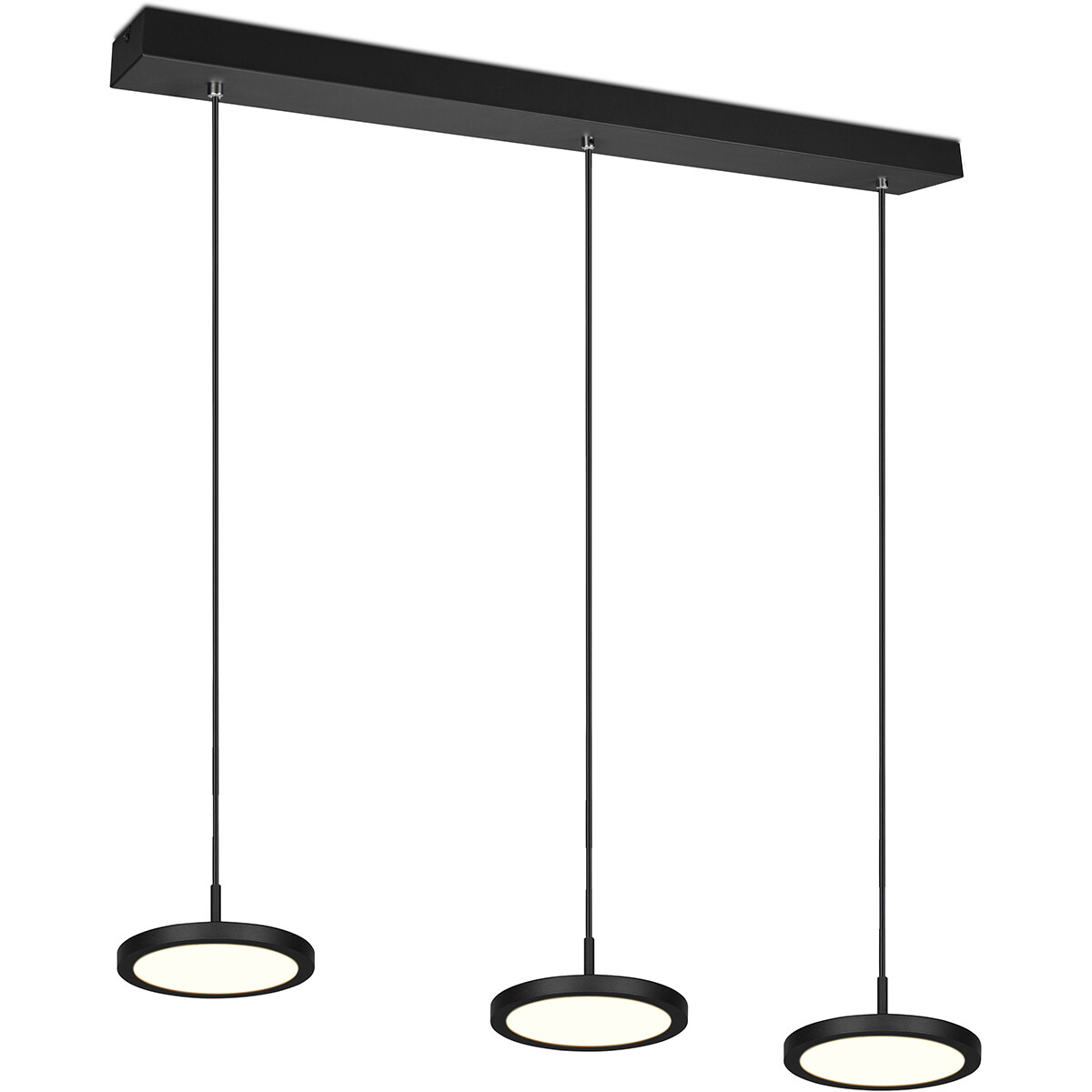 LED Hanglamp - Hangverlichting - Trion Trula - 30W - 3-lichts - Warm Wit 3000K - Dimbaar - Rechthoek - Mat Zwart - Aluminium product afbeelding