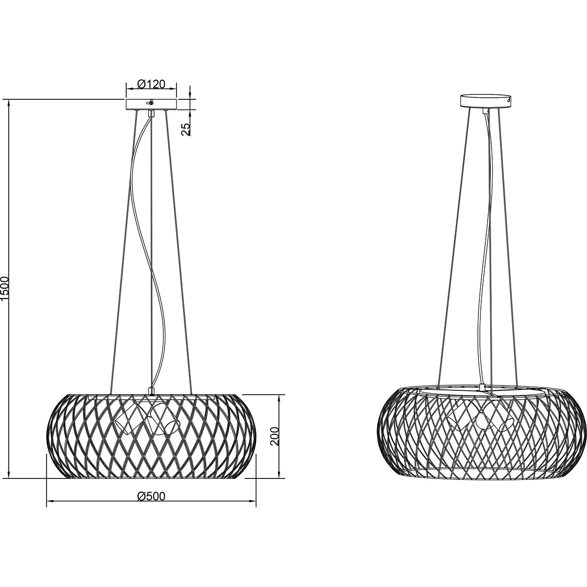 LED Hanglamp - Hangverlichting - Trion Tymon - E27 Fitting - 3-lichts - Rond - Mat Zwart/Goud - Aluminium