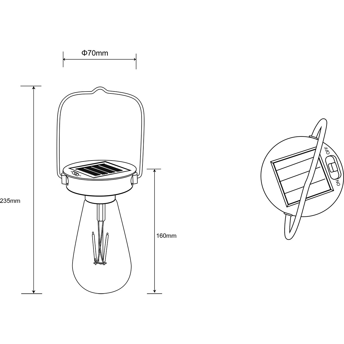 LED Hanglamp met Zonne-energie 3 Pack - Trion Camira - Dag en Nacht Sensor - Spatwaterdicht IP44 - Rond - Mat Zwart - Aluminium