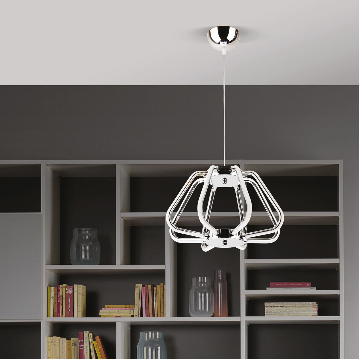 LED Hanglamp - Phoena - Industrieel - 38W - Natuurlijk Wit 4000K - Ovaal - Glans Chroom Aluminium