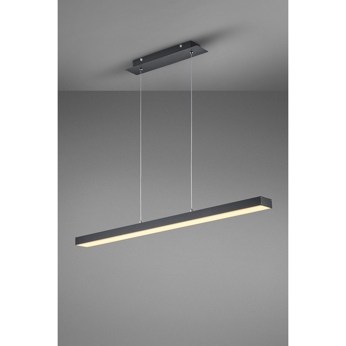 LED Hanglamp - Trion Agina - 18W - Aanpasbare Kleur - Dimbaar - Rechthoek - Mat Zwart - Aluminium