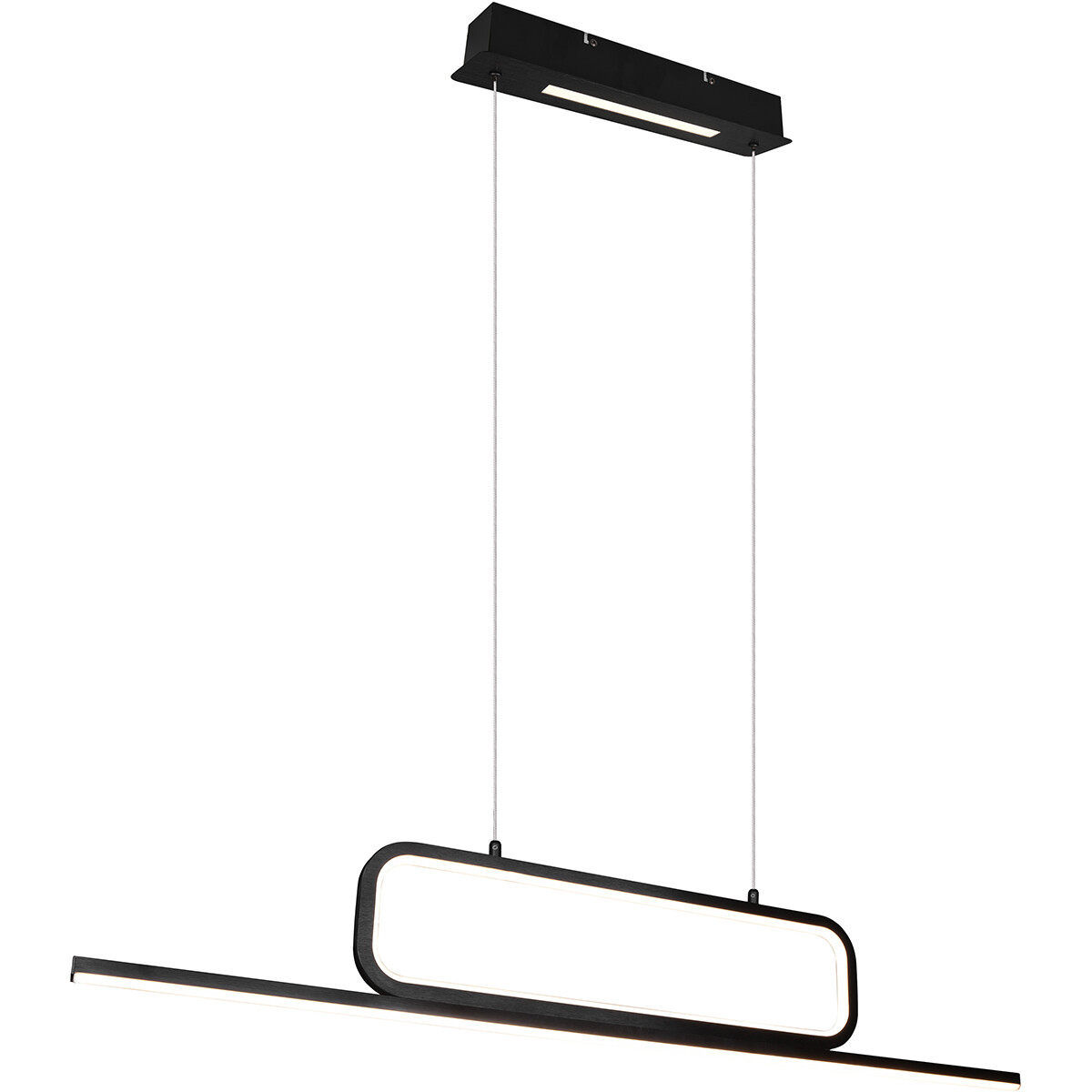 LED Hanglamp - Trion Akina - 38W - Warm Wit 3000K - Dimbaar - Rechthoek - Mat Zwart - Aluminium product afbeelding