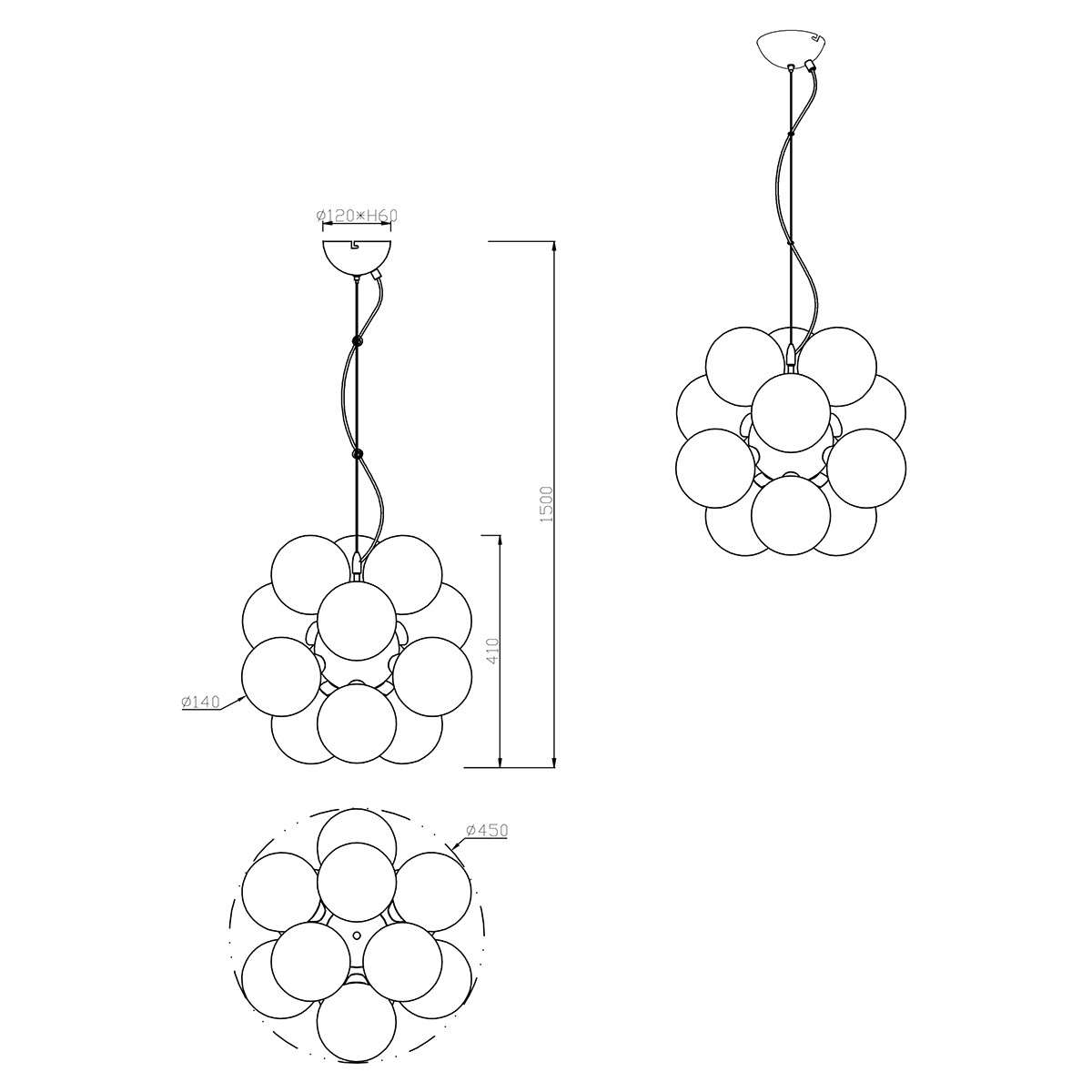 LED Hanglamp - Trion Alionisa - G9 Fitting - 12-lichts - Rond - Glans Chroom Rookglas - Aluminium