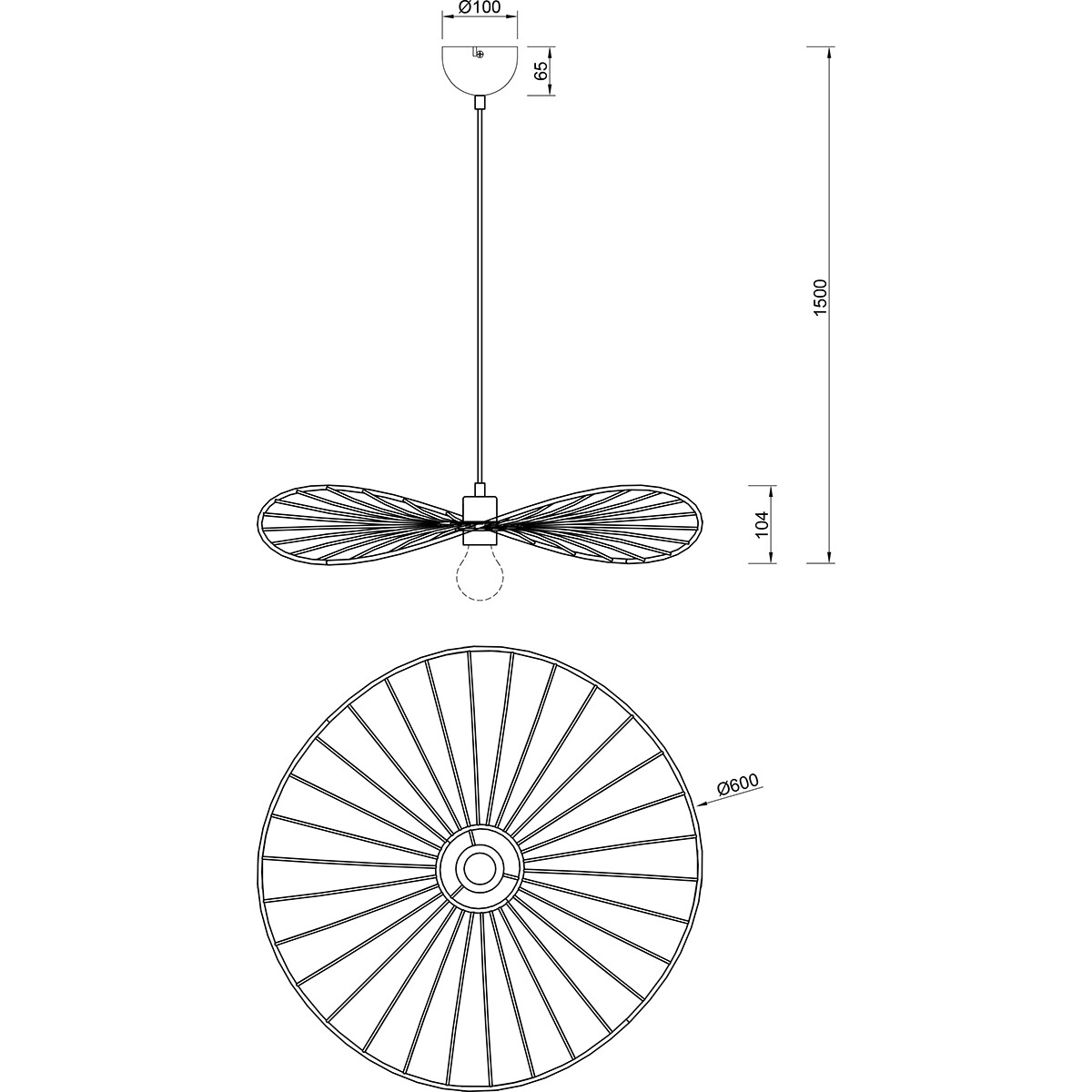 LED Hanglamp - Trion Aupe - E27 Fitting - 1-lichts - Rond - Mat Zwart - Metaal