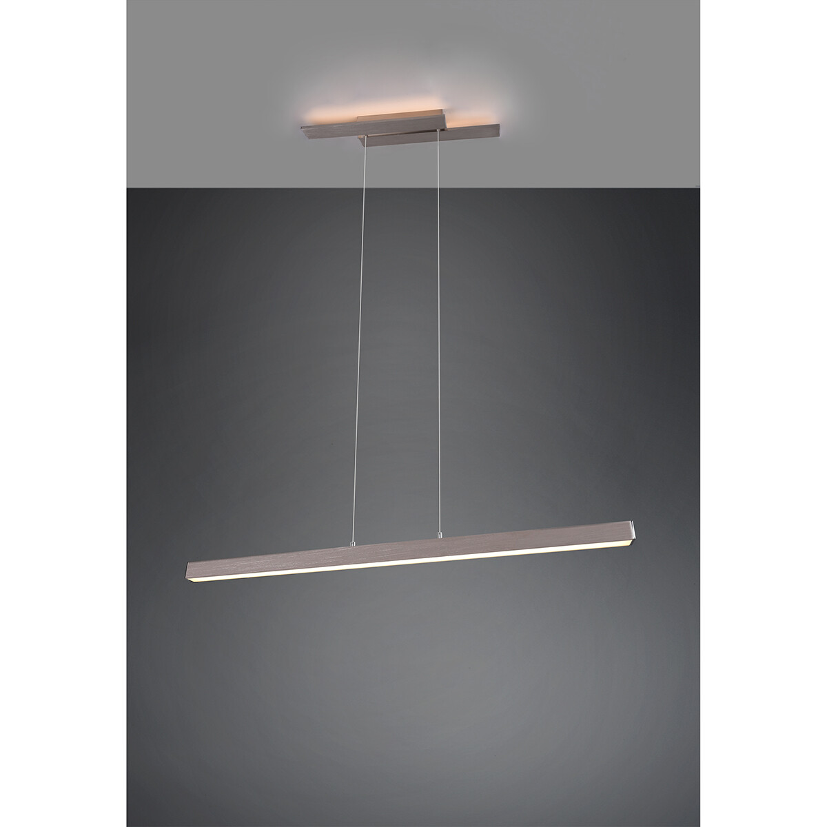 LED Hanglamp - Trion Balfy Up and Down - 44W - Warm Wit 3000K - Dimbaar - Rechthoek - Mat Nikkel - Aluminium