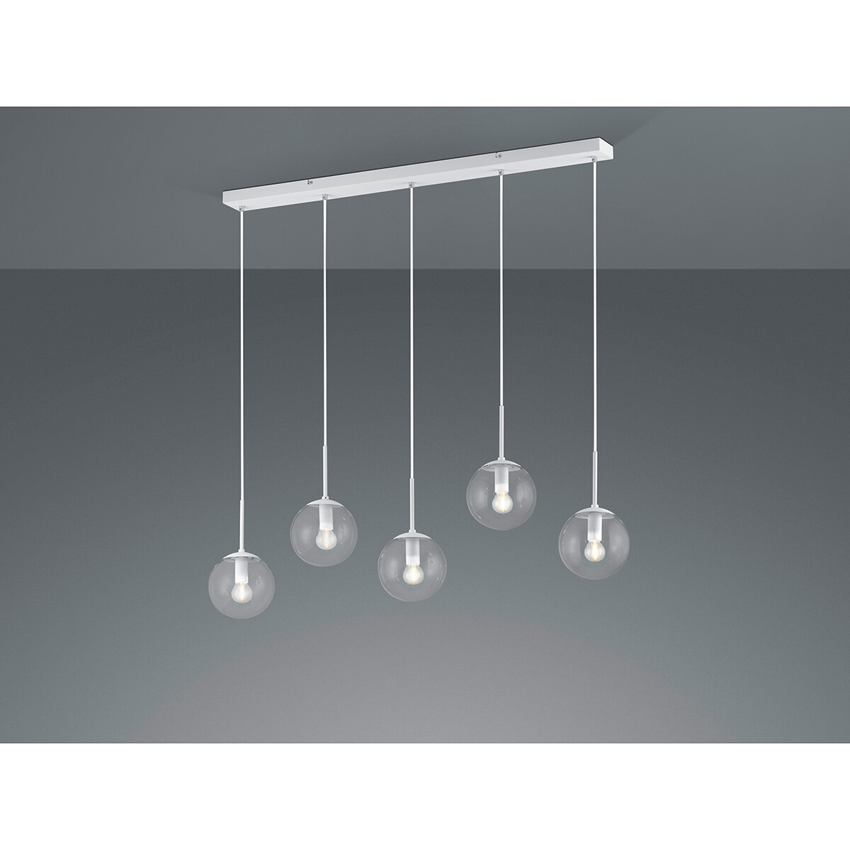 LED Hanglamp - Trion Balina - E14 Fitting - 5-lichts - Rechthoek - Mat Wit - Aluminium