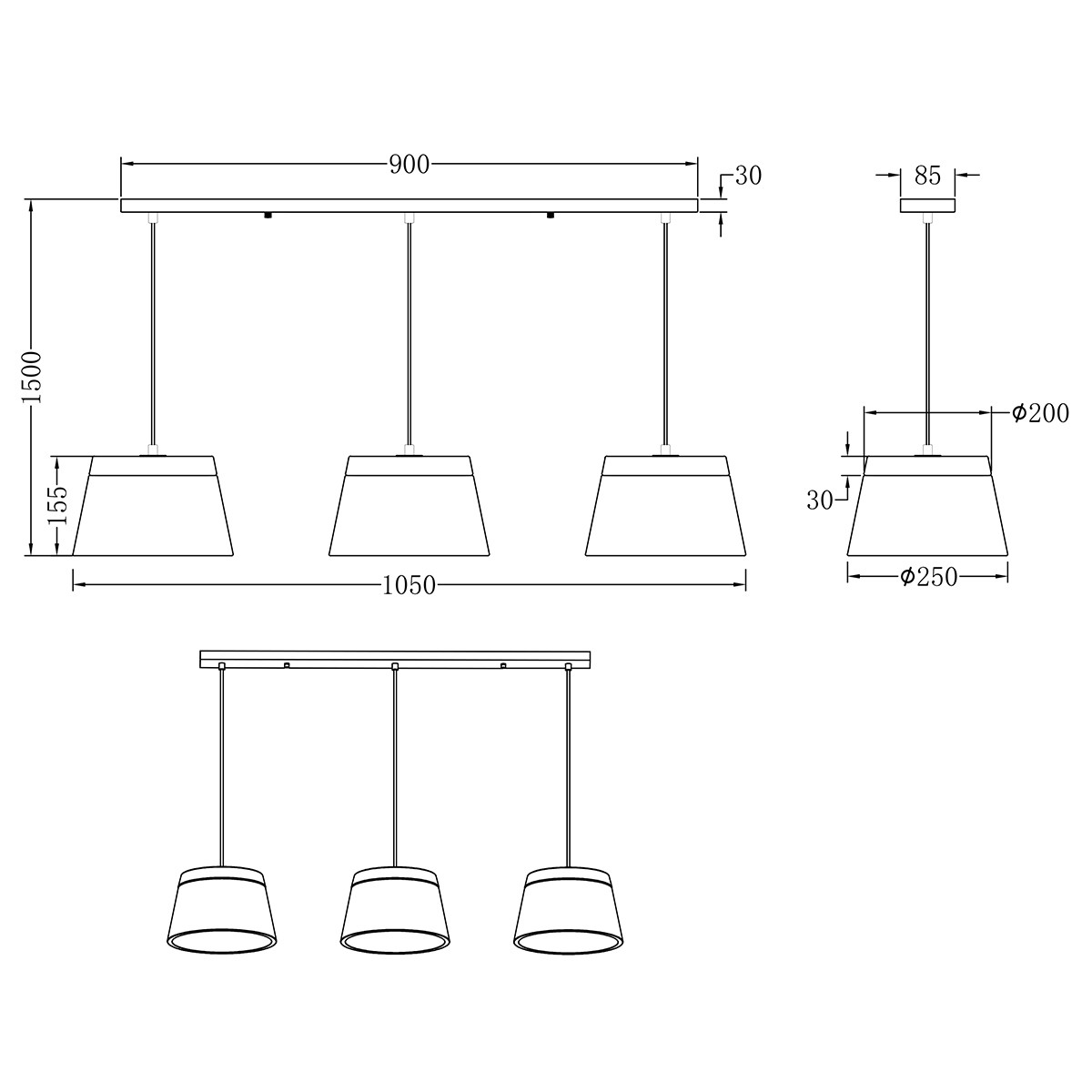 LED Hanglamp - Trion Barnaness - E14 Fitting - 6-lichts - Rond - Mat Wit - Aluminium