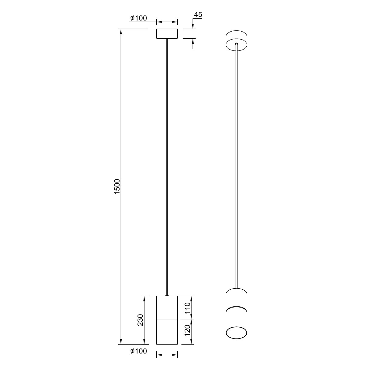 LED Hanglamp - Trion Borin - E27 Fitting - Rond - Mat Zwart - Aluminium