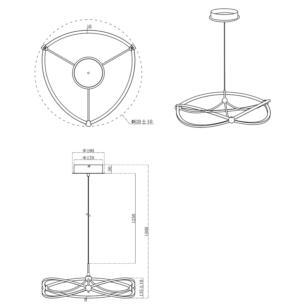 LED Hanglamp - Trion Charis - 42W - Warm Wit 3000K - Dimbaar - Rond - Mat Goud - Aluminium