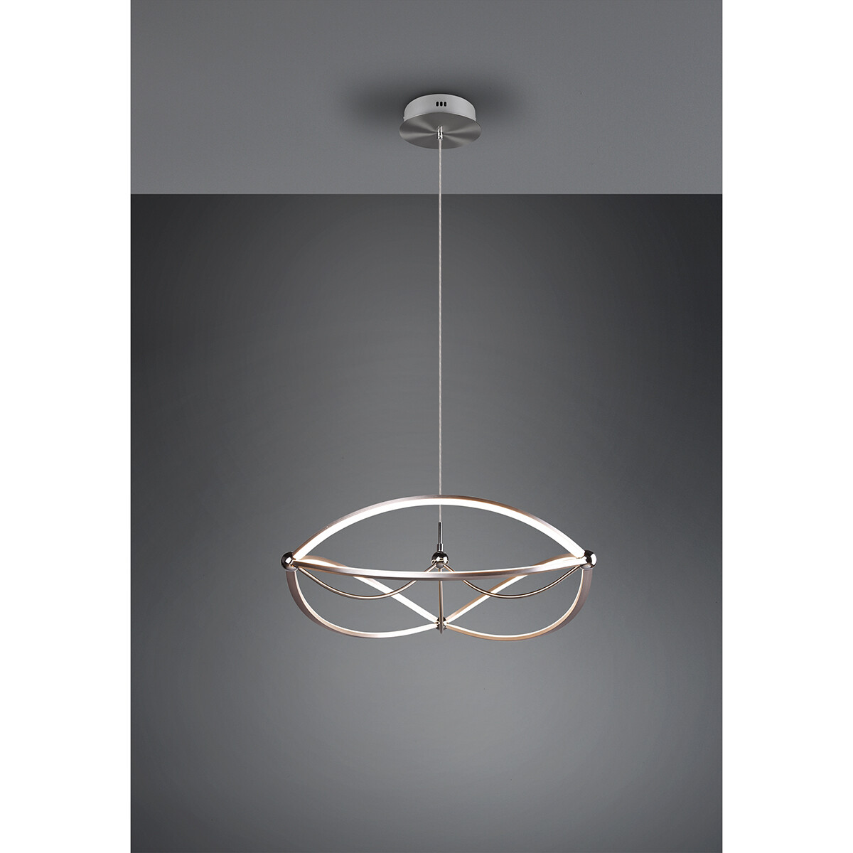 LED Hanglamp - Trion Charis - 42W - Warm Wit 3000K - Dimbaar - Rond - Mat Nikkel - Aluminium