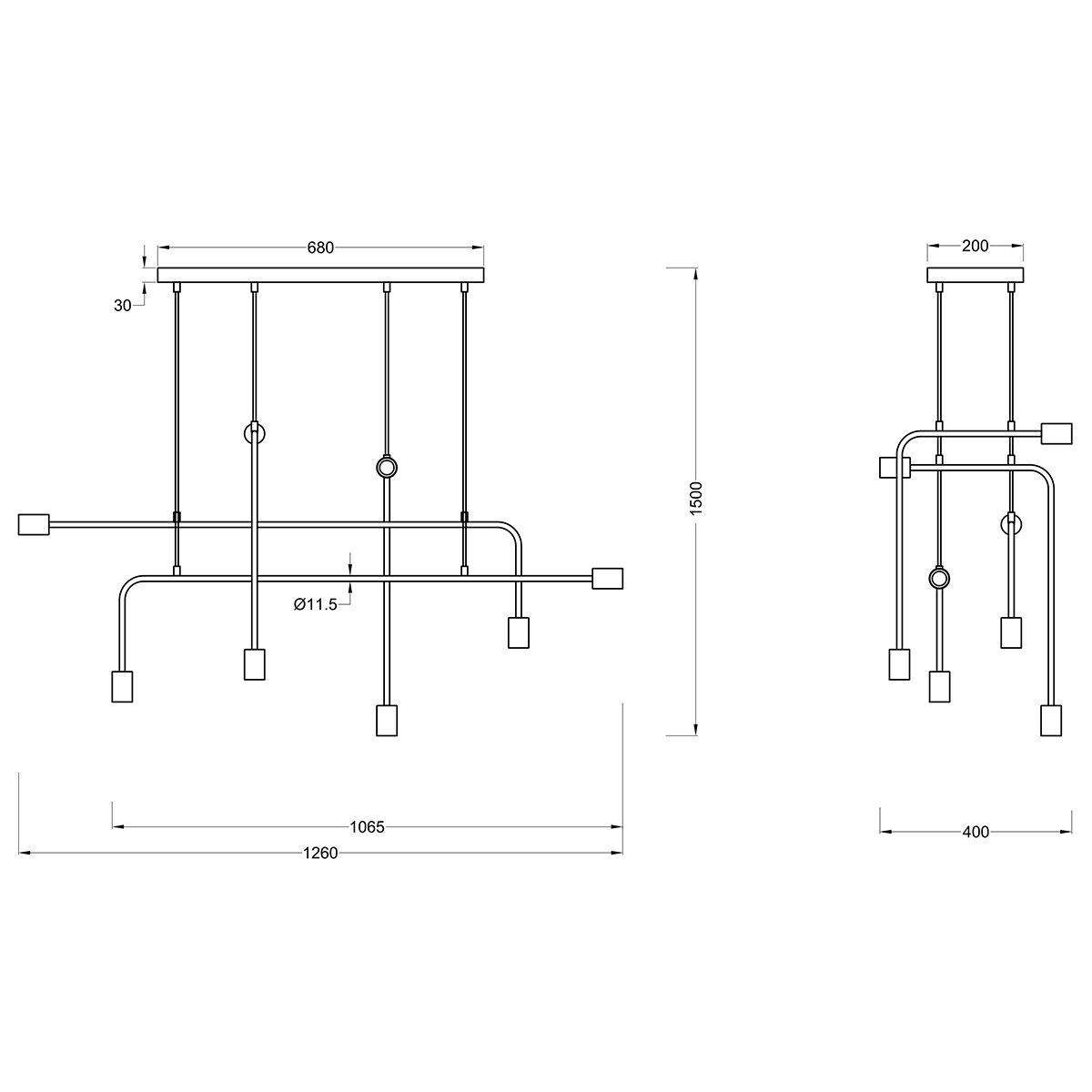 LED Hanglamp - Trion Conar - E27 Fitting - Rechthoek - Mat Zwart - Aluminium