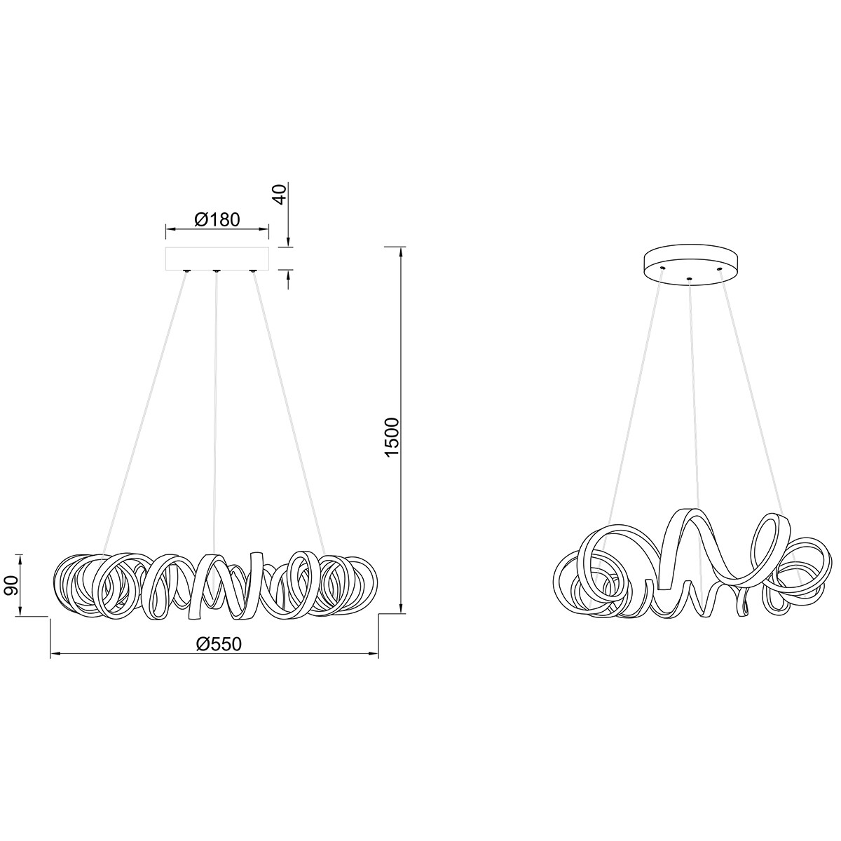 LED Hanglamp - Trion Coral - 33W - Natuurlijk Wit 4000K - Dimbaar - Rond - Mat Wit - Aluminium