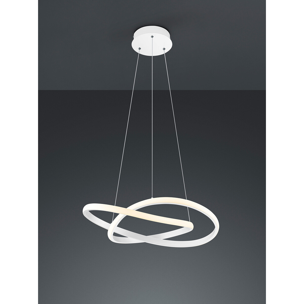 LED Hanglamp - Hangverlichting - Trion Corcy - 27W - Natuurlijk Wit 4000K - Dimbaar - Rond - Mat Wit - Aluminium