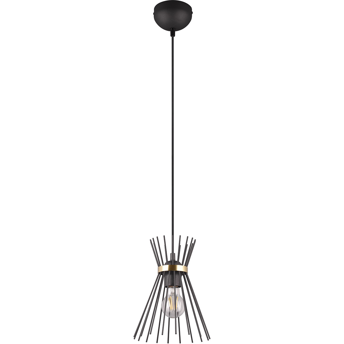 LED Hanglamp - Trion Drado - E27 Fitting - 1-lichts - Rond - Zwart Goud - Metaal