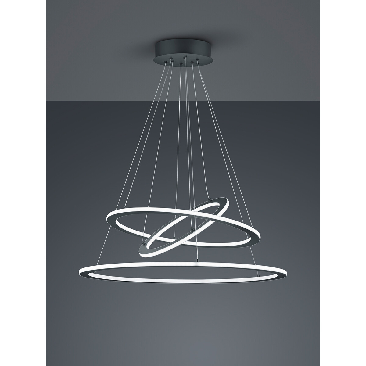 LED Hanglamp - Trion Duban - 75W - Warm Wit 3000K - Dimbaar - Rond - Mat Antraciet - Aluminium