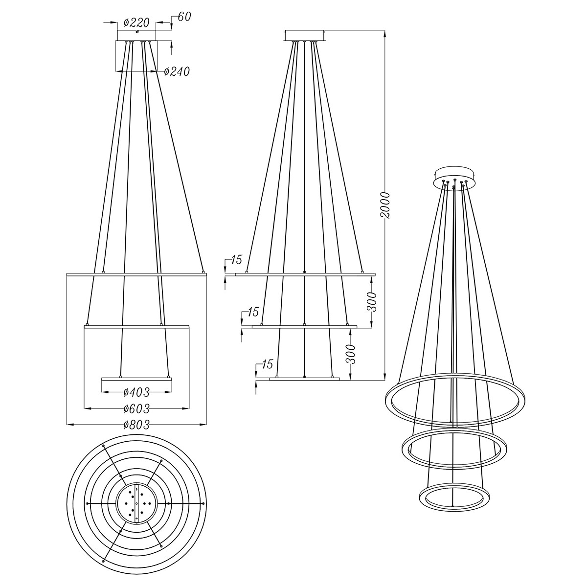 LED Hanglamp - Trion Duban - 75W - Warm Wit 3000K - Dimbaar - Rond - Mat Antraciet - Aluminium