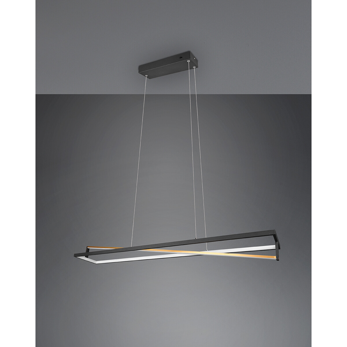 LED Hanglamp - Trion Ediyon - 35W - Aanpasbare Kleur - Dimbaar - Rechthoek - Mat Zwart - Aluminium