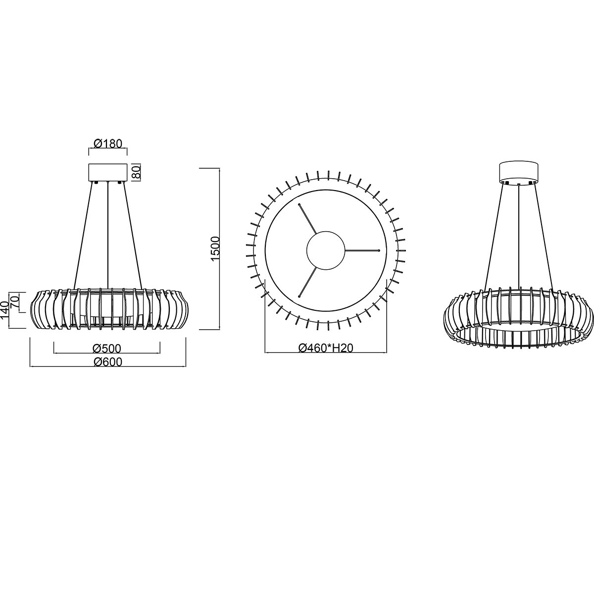 LED Hanglamp - Trion Emont - 40W - Aanpasbare Kleur - Dimbaar - Rond - Bruin Wit - Kunststof