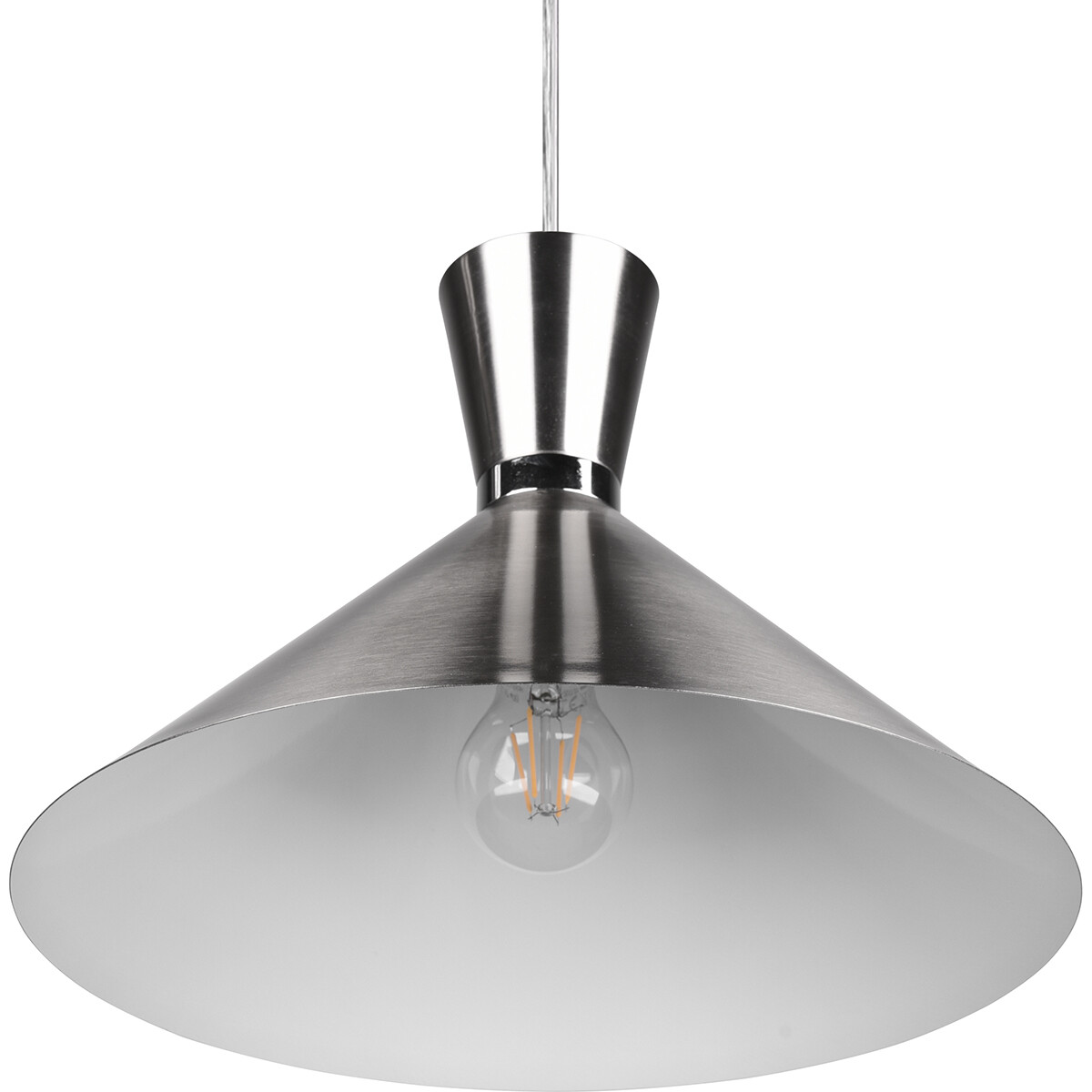 LED Hanglamp - Trion Ewomi - E27 Fitting - 1-lichts - Rond - Mat Nikkel - Aluminium - Ø35cm