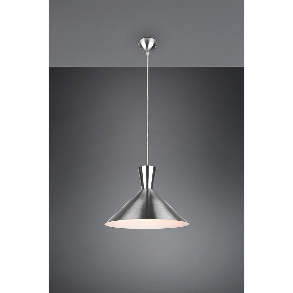 LED Hanglamp - Trion Ewomi - E27 Fitting - 1-lichts - Rond - Mat Nikkel - Aluminium - Ø35cm