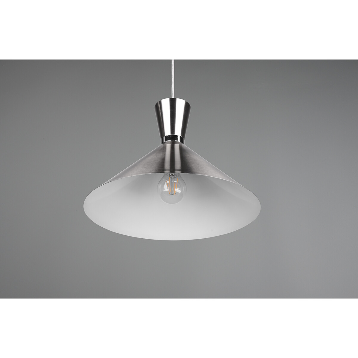 LED Hanglamp - Trion Ewomi - E27 Fitting - 1-lichts - Rond - Mat Nikkel - Aluminium - Ø35cm