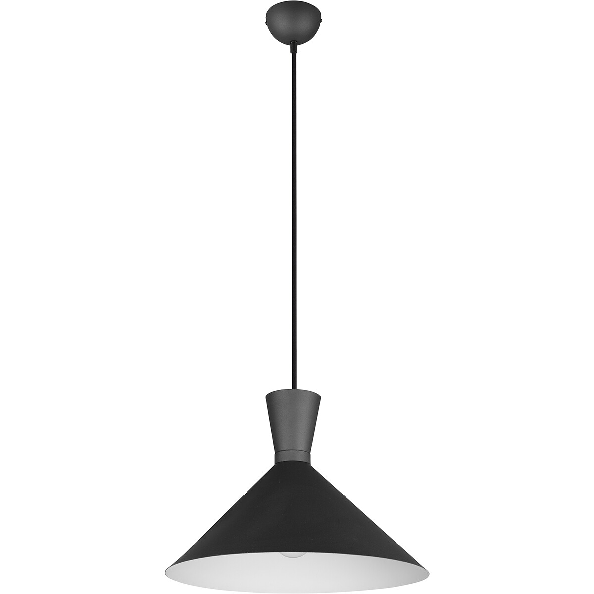 LED Hanglamp - Trion Ewomi - E27 Fitting - 1-lichts - Rond - Mat Zwart - Aluminium - Ø35cm