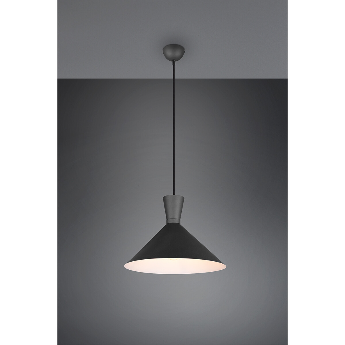 LED Hanglamp - Trion Ewomi - E27 Fitting - 1-lichts - Rond - Mat Zwart - Aluminium - Ø35cm