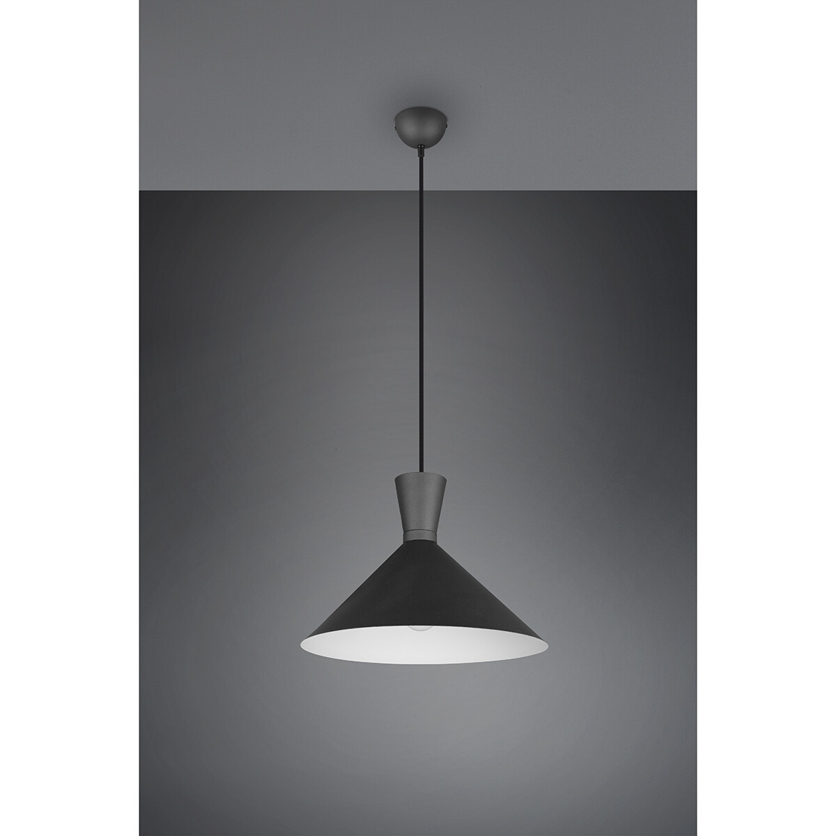 LED Hanglamp - Trion Ewomi - E27 Fitting - 1-lichts - Rond - Mat Zwart - Aluminium - Ø35cm