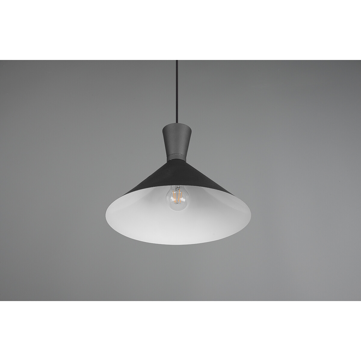 LED Hanglamp - Trion Ewomi - E27 Fitting - 1-lichts - Rond - Mat Zwart - Aluminium - Ø35cm