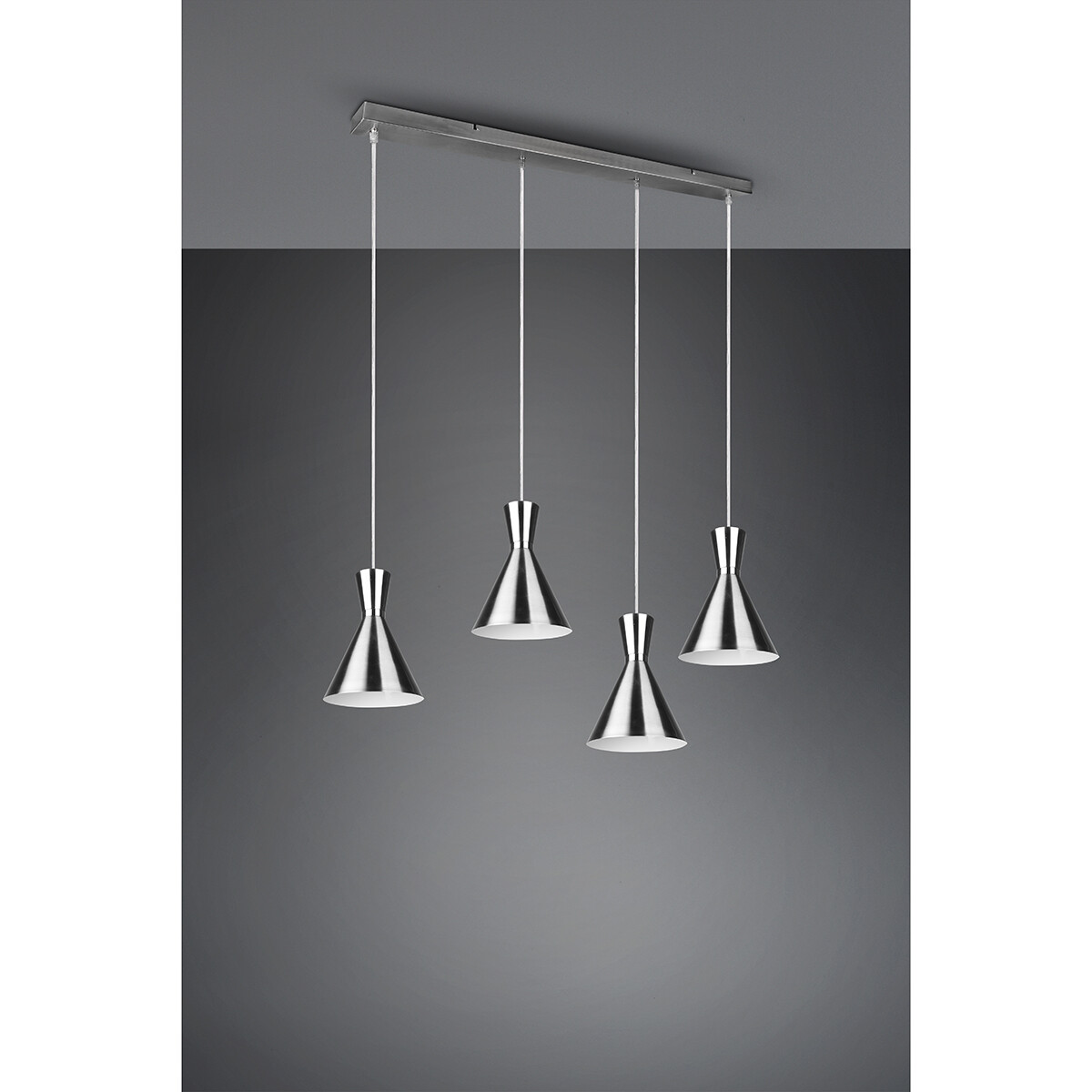 LED Hanglamp - Trion Ewomi - E27 Fitting - 4-lichts - Rechthoek - Mat Nikkel - Aluminium