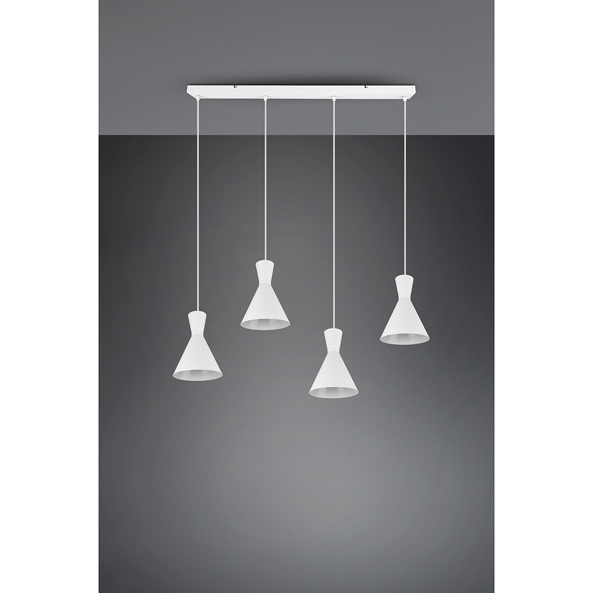 LED Hanglamp - Trion Ewomi - E27 Fitting - 4-lichts - Rechthoek - Mat Wit - Aluminium