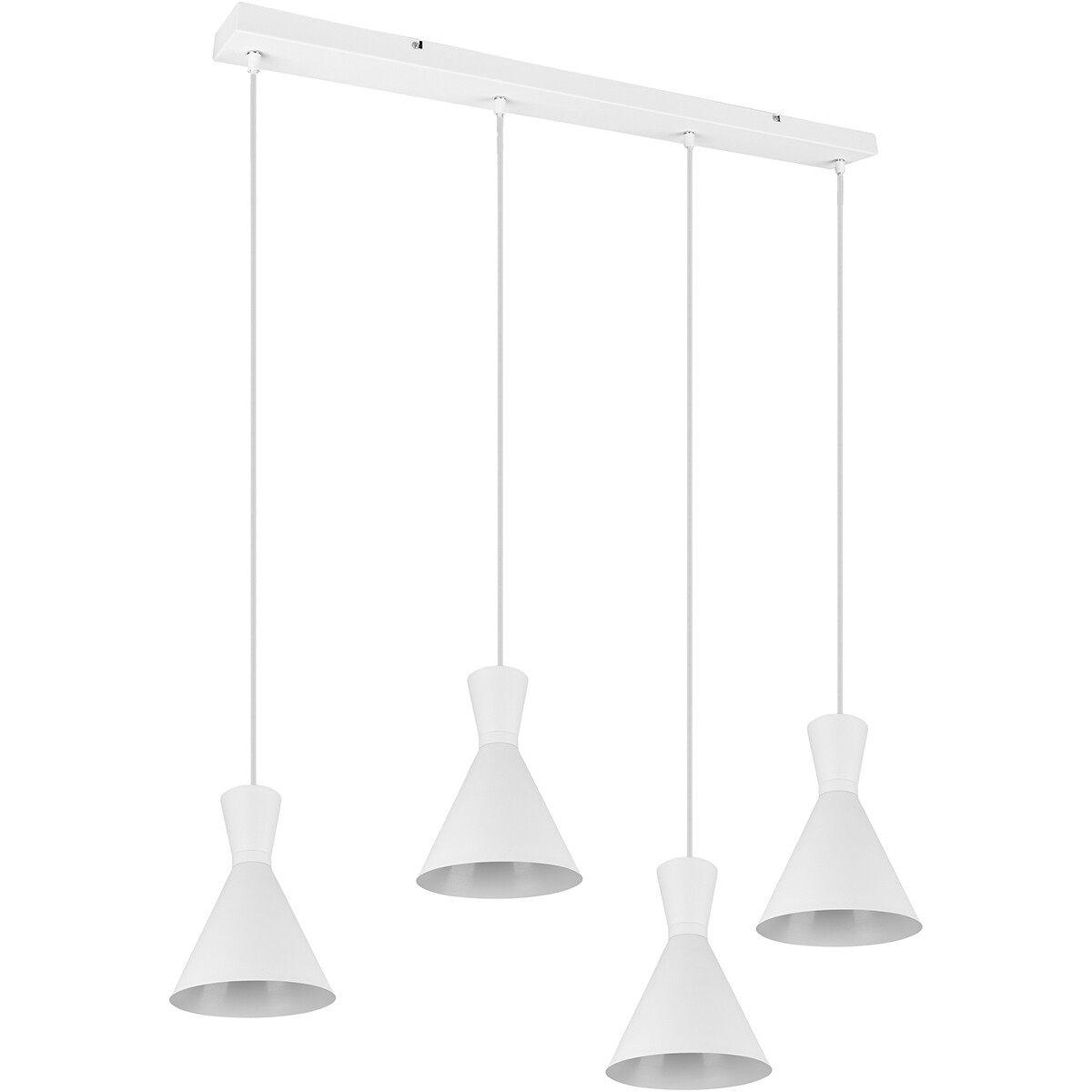 LED Hanglamp - Trion Ewomi - E27 Fitting - 4-lichts - Rechthoek - Mat Wit - Aluminium