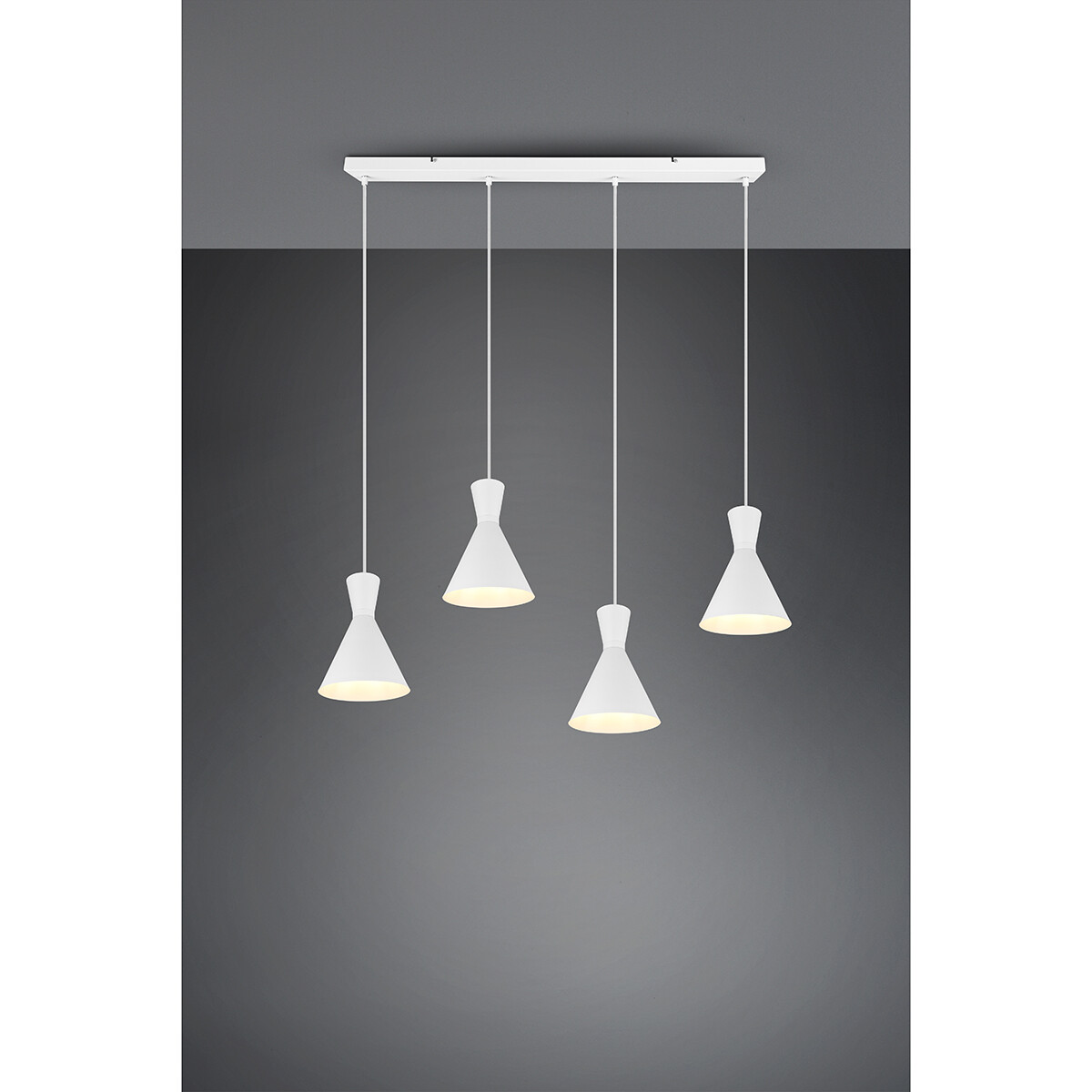 LED Hanglamp - Trion Ewomi - E27 Fitting - 4-lichts - Rechthoek - Mat Wit - Aluminium