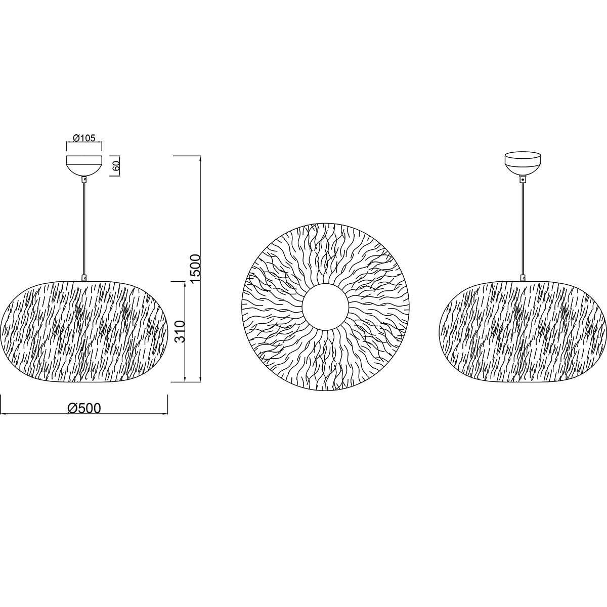 LED Hanglamp - Trion Fluffy XL - E27 Fitting - 1-lichts - Rond - Taupe - Synthetik Pluche