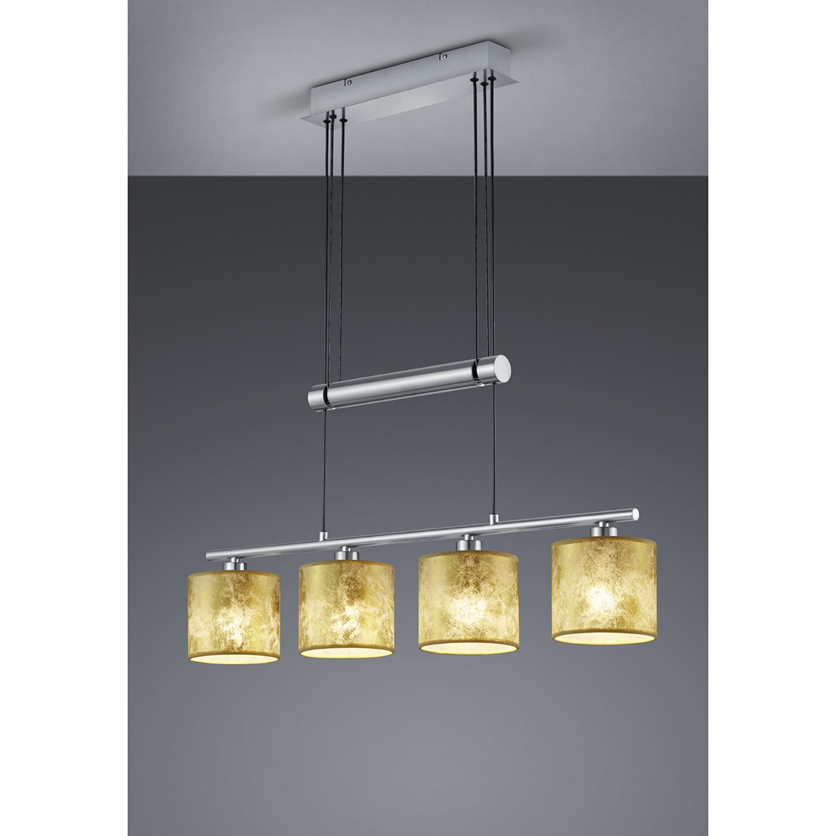 LED Hanglamp - Trion Gorino - E14 Fitting - 4-lichts - Rechthoek - Mat Goud - Aluminium