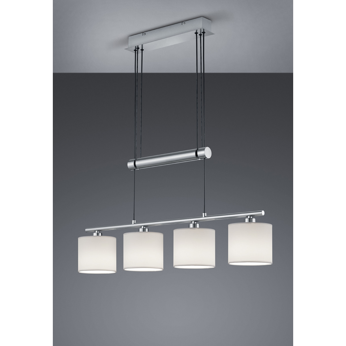 LED Hanglamp - Trion Gorino - E14 Fitting - 4-lichts - Rechthoek - Mat Wit - Aluminium