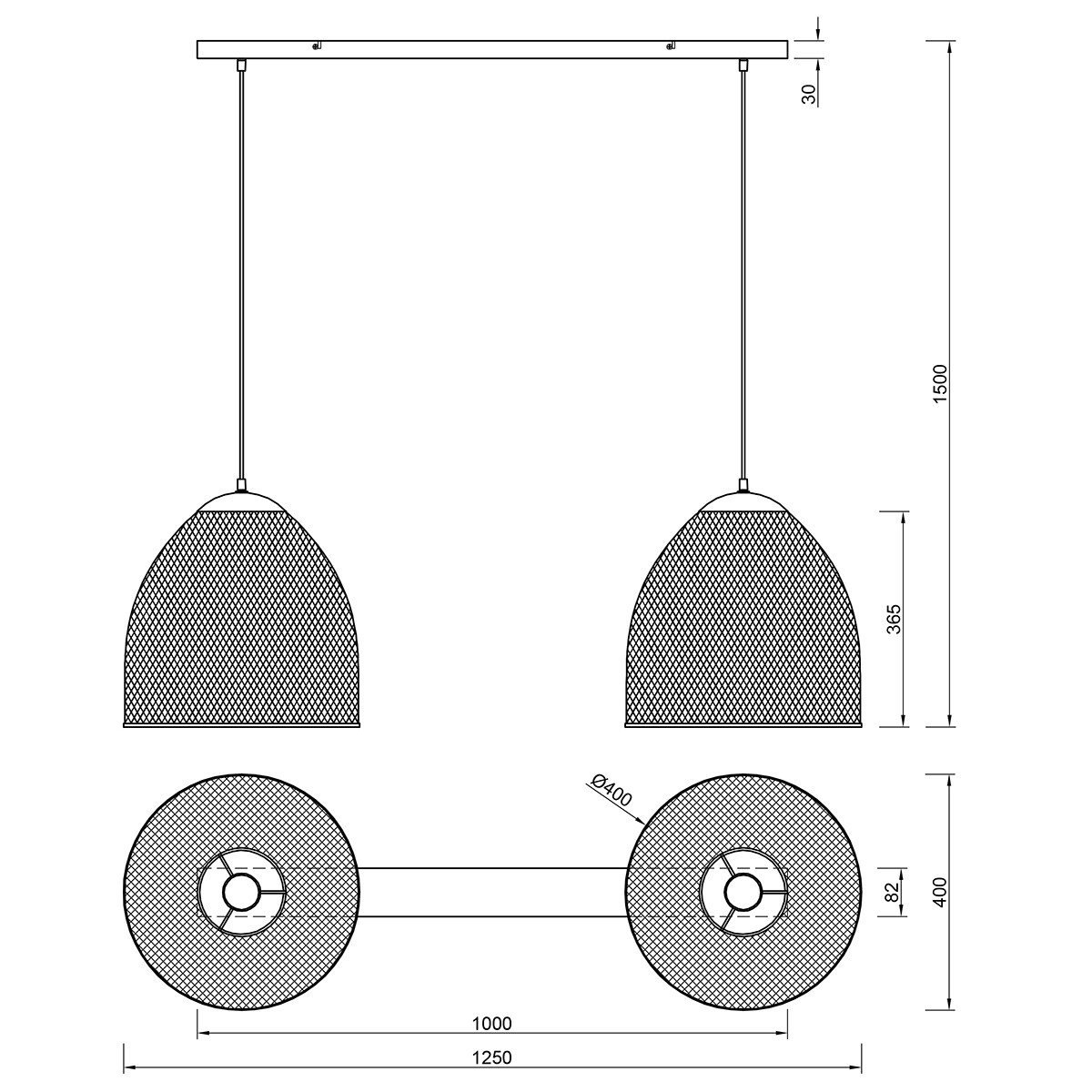 LED Hanglamp - Trion Ivan - E27 Fitting - 2-lichts - Rond - Antiek Nikkel - Aluminium