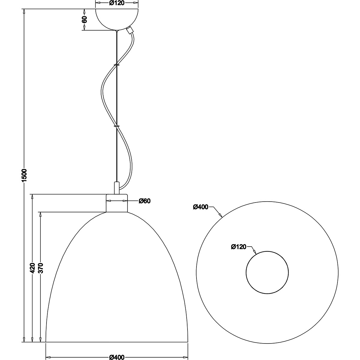 LED Hanglamp - Trion Jaguar - E27 Fitting - Rond - Mat Wit - Aluminium - Tot 60W