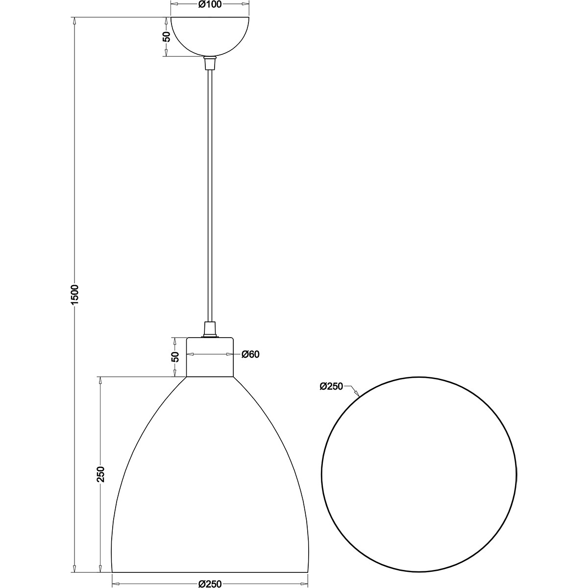 LED Hanglamp - Trion Jaguar - E27 Fitting - Rond - Mat Zwart - Aluminium - Tot 40W