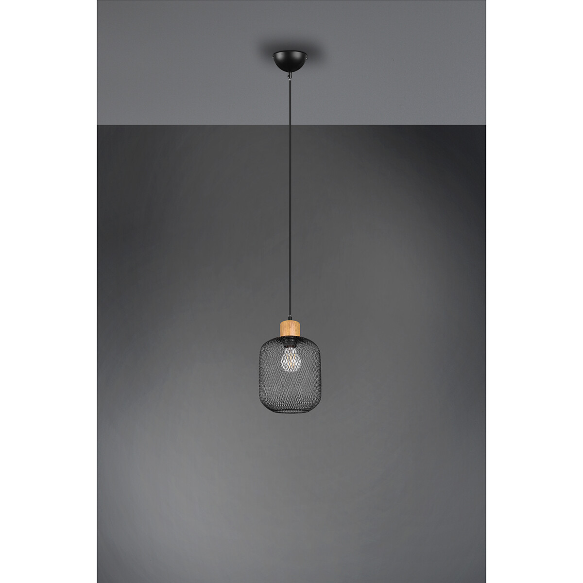 LED Hanglamp - Trion Kalim - E27 Fitting - 1-lichts - Rond - Mat Zwart - Aluminium