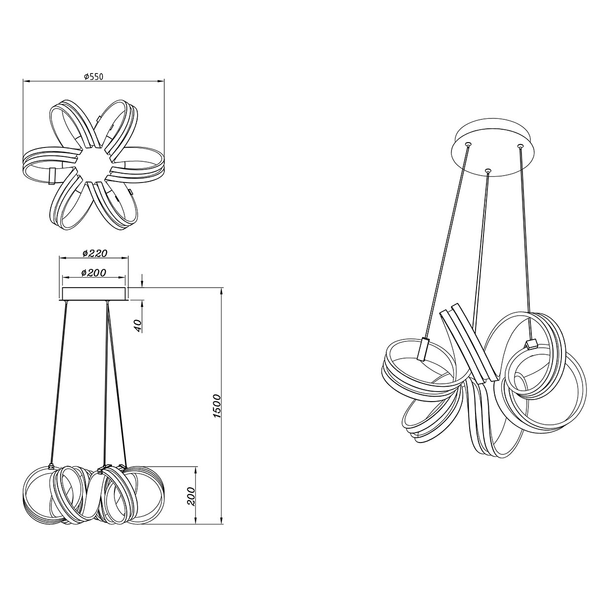 LED Hanglamp - Trion Katra - 38W - Warm Wit 3000K - Dimbaar - Rond - Mat Grijs - Aluminium