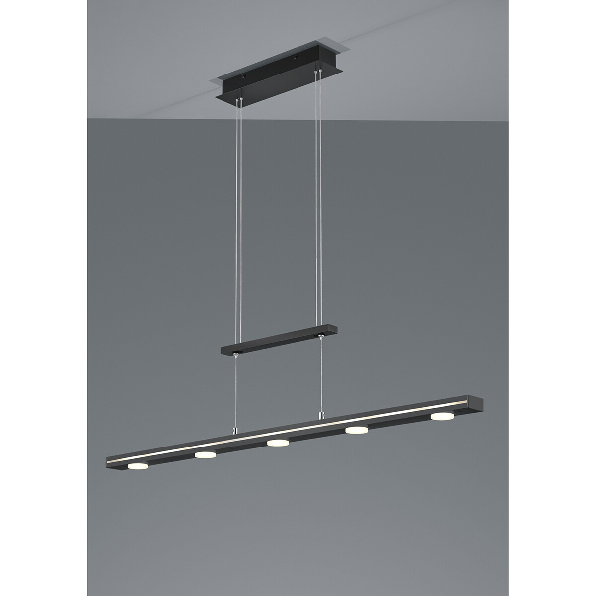 LED Hanglamp - Trion Lacy - 21W - Aanpasbare Kleur - 7-lichts - Dimbaar - Rechthoek - Mat Zwart - Aluminium