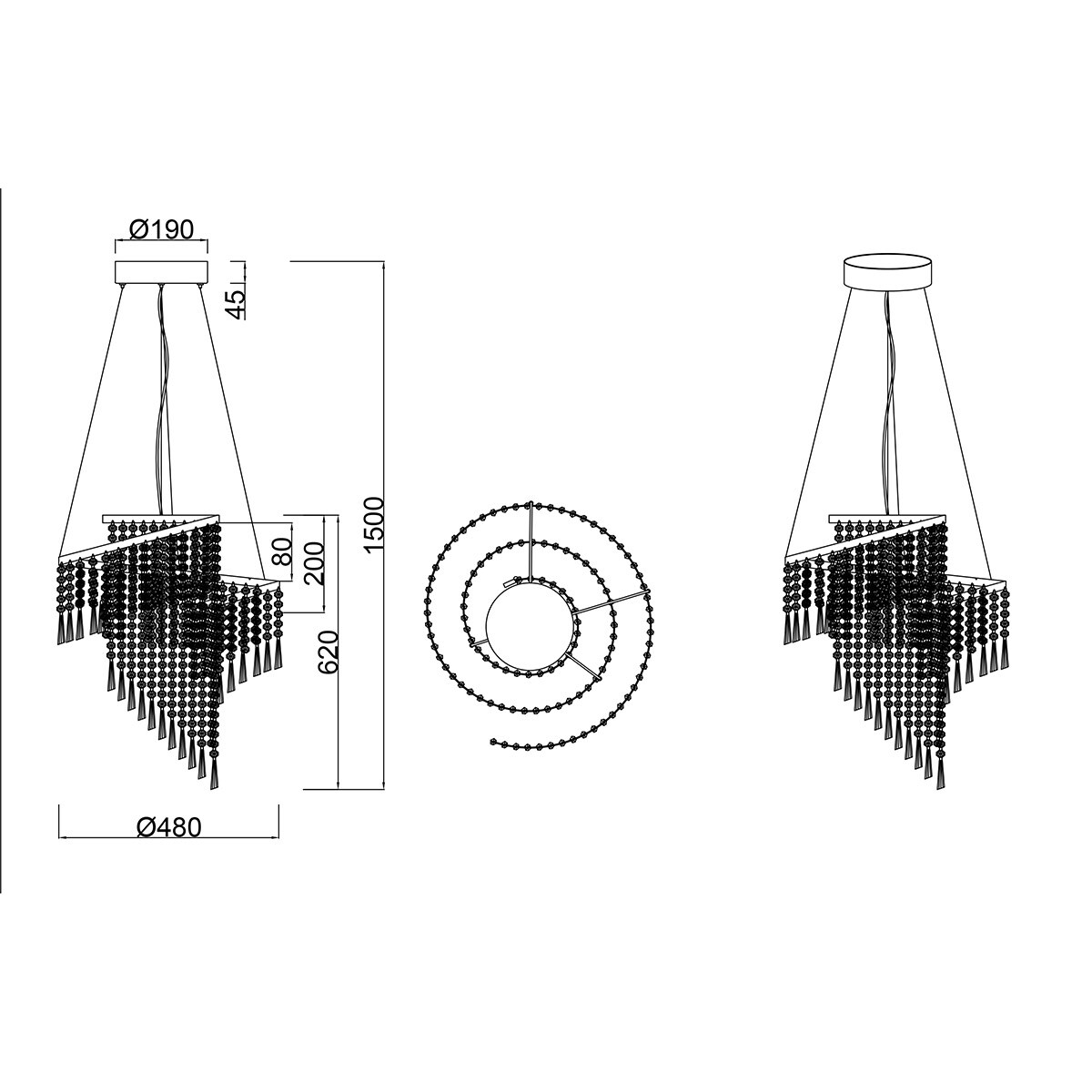 LED Hanglamp - Trion Mop - 38W - Aanpasbare Kleur - Dimbaar - Rond - Chroom - Metaal