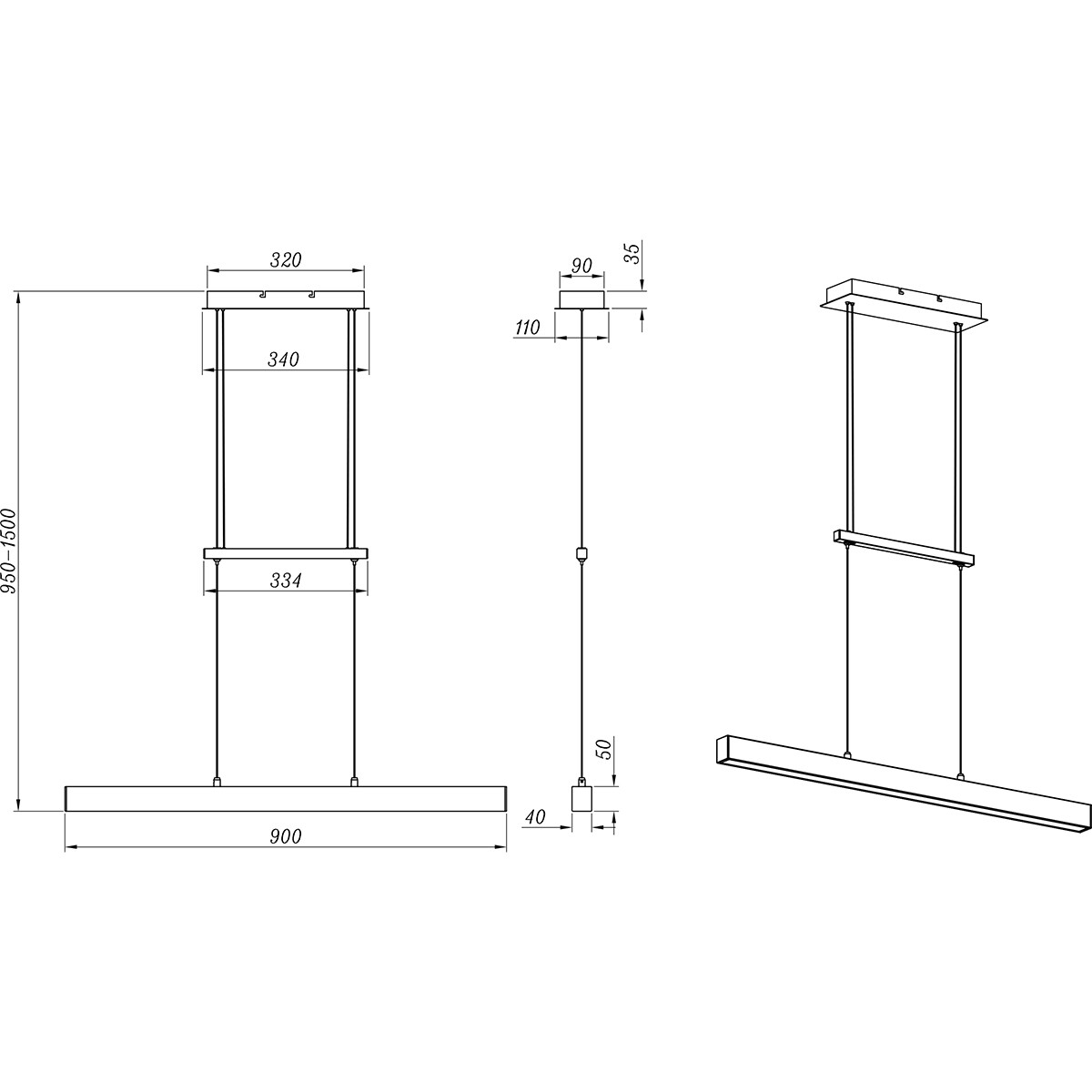 LED Hanglamp - Trion Parola Up and Down - 31W - Warm Wit 3000K - Dimbaar - Rechthoek - Mat Grijs - Aluminium