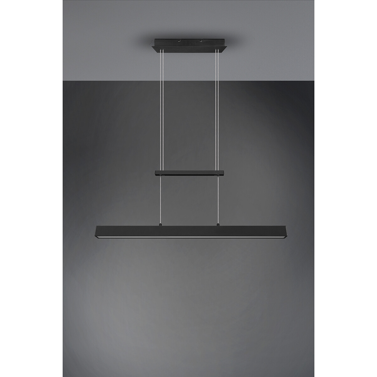 LED Hanglamp - Trion Parola Up and Down - 31W - Warm Wit 3000K - Dimbaar - Rechthoek - Mat Zwart - Aluminium