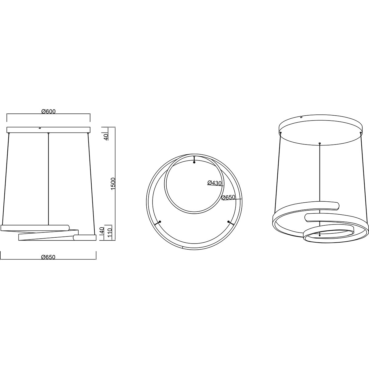 LED Hanglamp - Trion Renie - 68W - Warm Wit 3000K - Dimbaar - Rond - Geborsteld Aluminium - Metaal